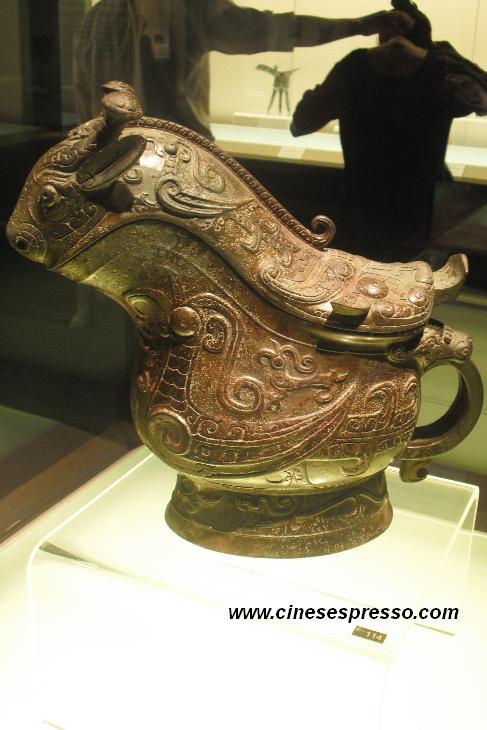 cinesespresso meraviglioso vaso guang o gong di bronzo, della dinastia Shang